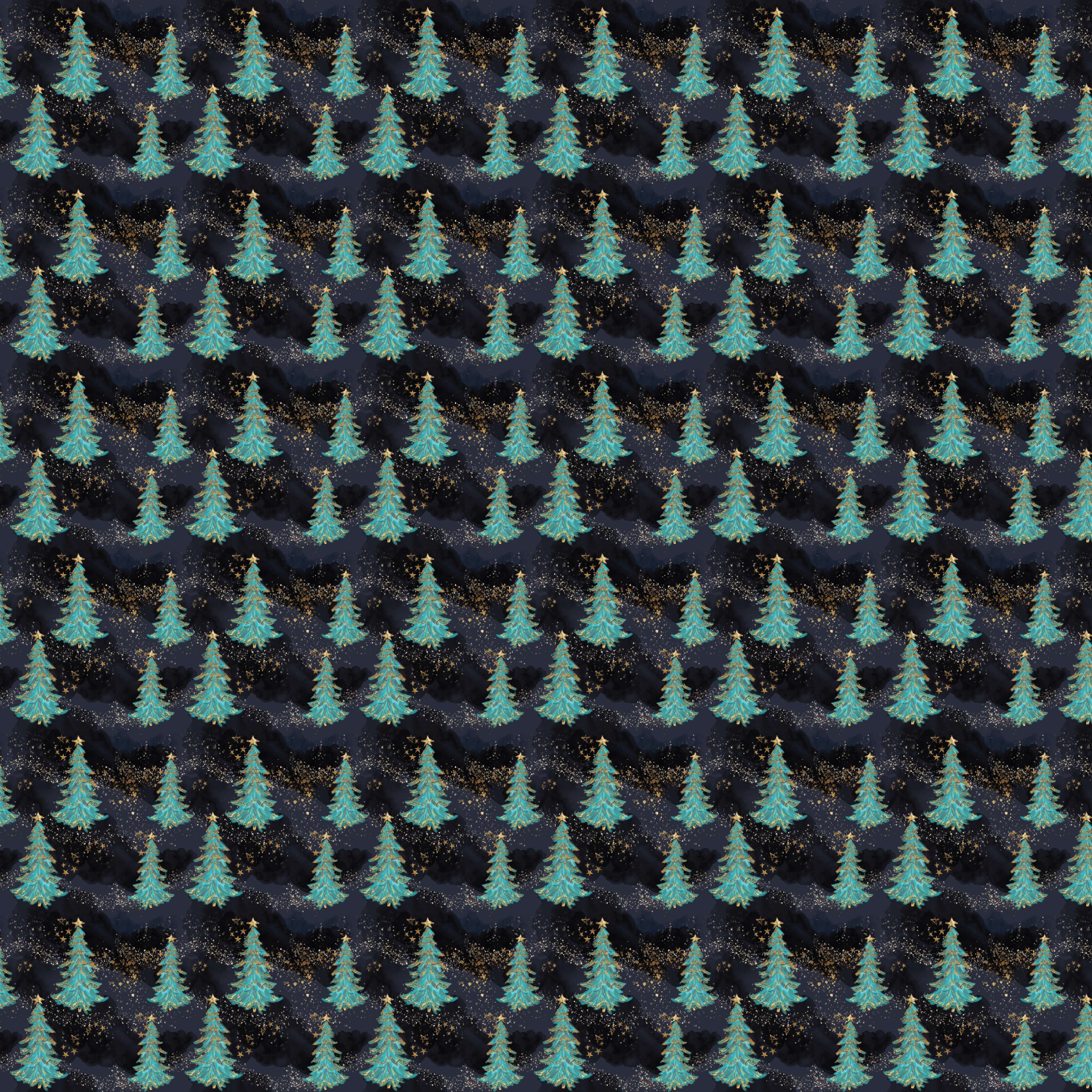 P1175 | Glitter Mint Chrismtas Trees Nightfall Pattern Acrylic Sheets - CMB Pattern Acrylic